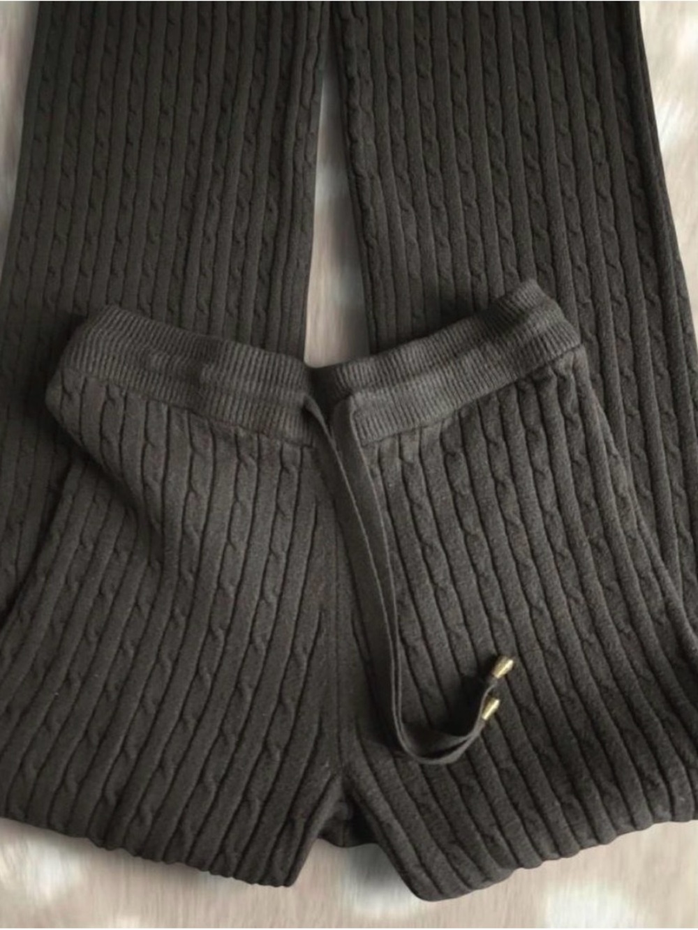 Ribbed Knit Lounge Pants in brown